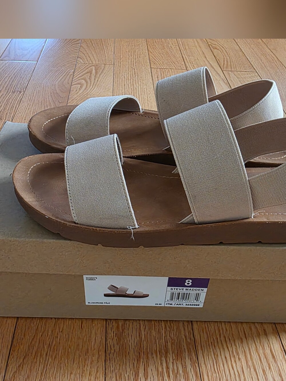 Steve Madden Neutral Elastic Double-Strap Slide Sandals, 8